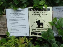 Warning about wolves on Effingham Island, BC